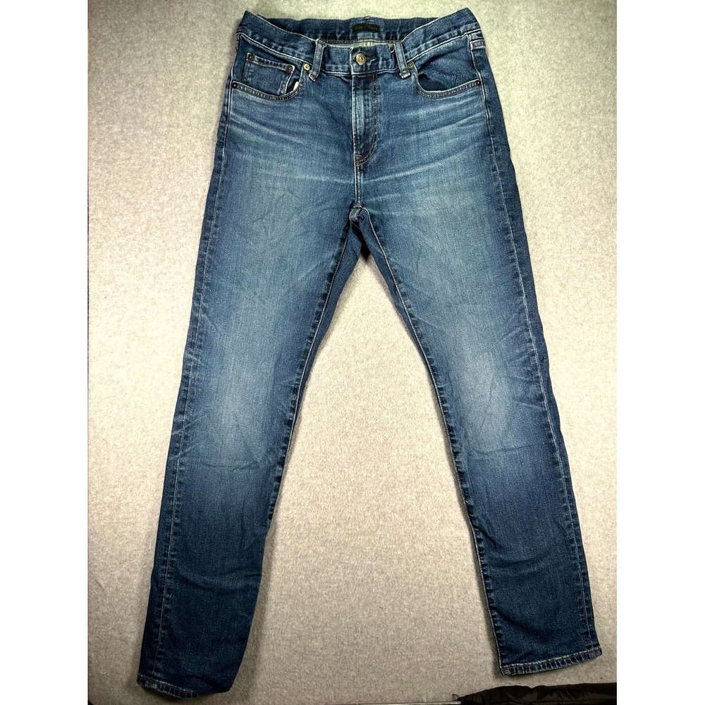 Uniqlo Ankle Jeans Mens 31x34 Blue Denim Medium Wash Cotton Stretch Straight Leg